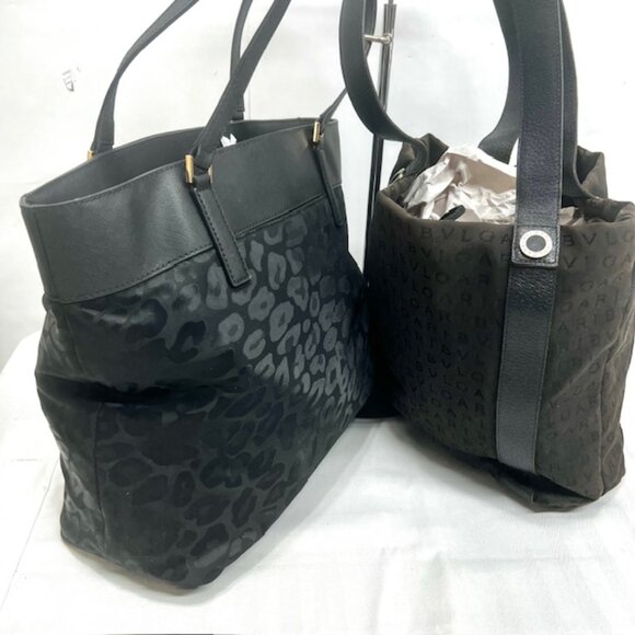 Vgt Set of 2: BVLGARI Canvas & Michael Kors Nylon Black Gray Shoulder Bags (40) - Picture 5 of 16